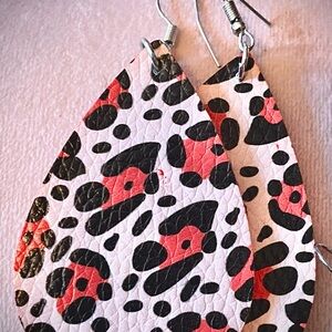 Leopard Print Teardrop Earrings & Black floral teardrop earrings